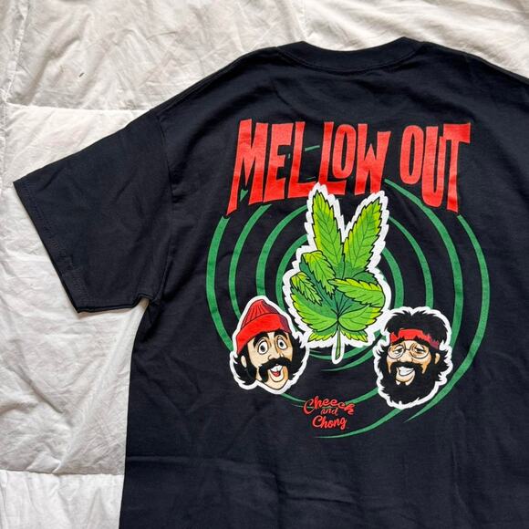 Cheech & chong graphic tee sz med black short sleeve casual skater hippie - Picture 2 of 8